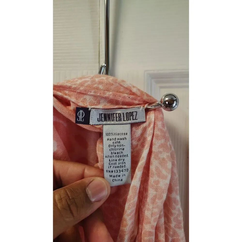 Jennifer Lopez JLO Coral Pink Mixed Animal Print Infinity Scarf - One Size